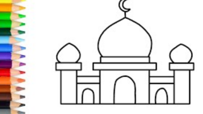 sketsa gambar masjid