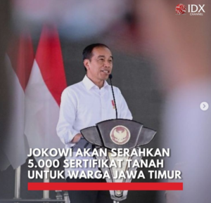 Jokowi Serahkan Sertifikat Tanah di Jawa Timur Hari Ini