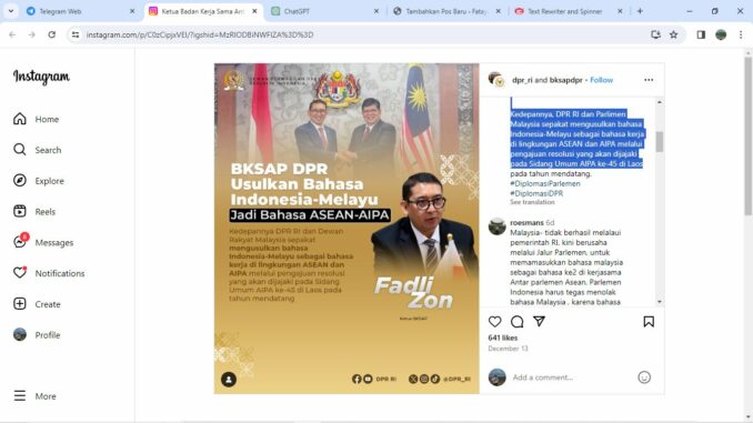 Bahasa Indonesia-Melayu Jadi Bahasa Resmi ASEAN-AIPA!