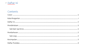 Cara membuat daftar isi