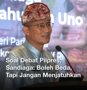 Sandiaga Uno mengusulkan revolusi dalam format debat Pilpres 2024.