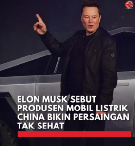 Elon Musk merinci kekhawatirannya tentang dampak negatif mobil listrik China pada industri otomotif global.