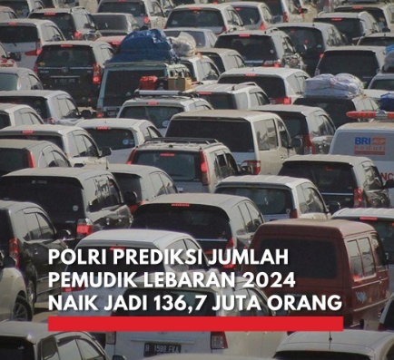 Polri memprediksi jumlah pemudik Lebaran 2024 mencapai 136,7 juta, meningkat drastis dari tahun sebelumnya.